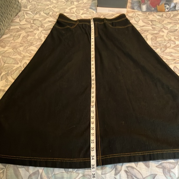 Black knit denim pull on maxi skirt with gold stitching - Picture 6 of 6